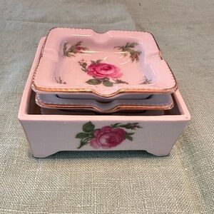 Vintage Porcelain personal ashtray set